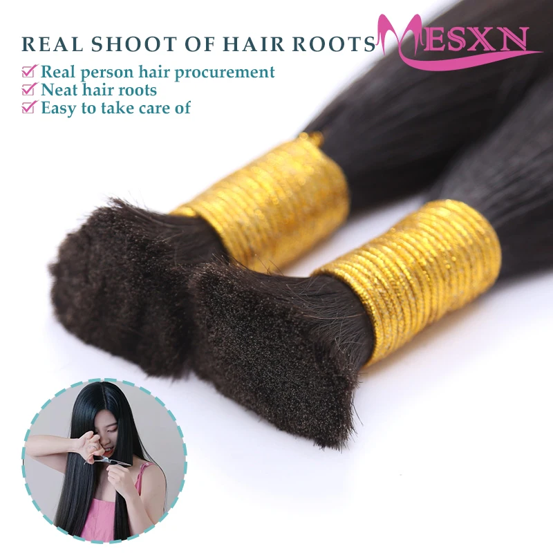 Bulk Hair Extensions Human Hair Real Natural Black Brown Blonde 613 Color MESXN For Women For salon 16-24inch