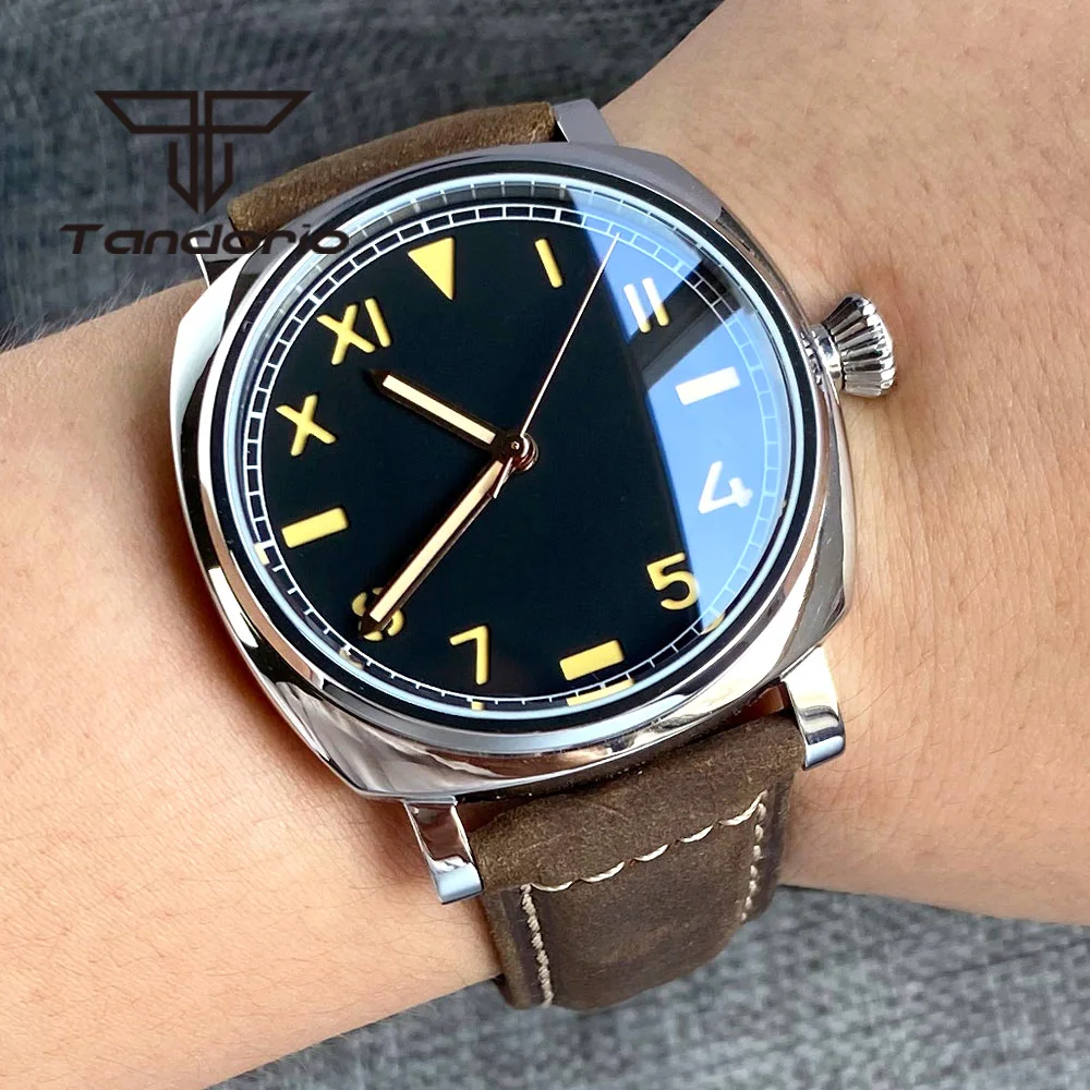 Tandorio 42mm Polished Square NH35A PT5000 Automatic Men's Dive Watch