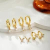 Dainty Zircon Small Stackable 14k Gold Plated Earrings Set for Women Multiple Piercing Cartilage Huggie Hoop Earring Jewelry 3