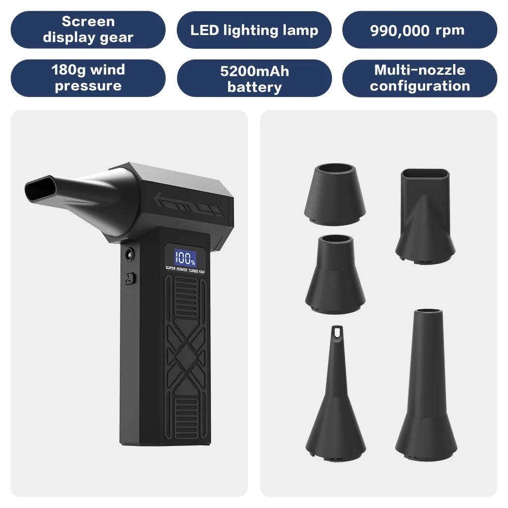 P80 블로워 990000RPM 터보 팬 제트 4단계 속도 조절 전기 에어 더스터 타입-C 충전 강력한 에어 블로워 청소 도구