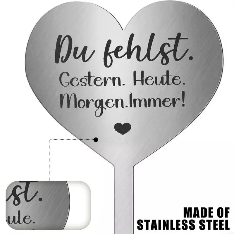 Elegant Heart Grave Stake Unique Heart Designs Stainless Steel Grave Ornament for Stable Remembrances