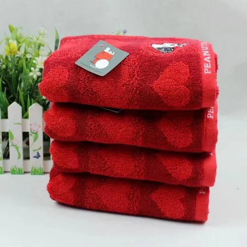 74x34cm 스누피 코튼 타올 만화 자수 두꺼운 욕실 타월, 성인 어린이 부드러운 친화성 흡수성 페이스 타올 3