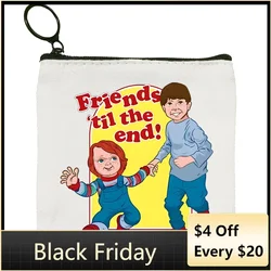 Chucky Halloween Horror Movie Cartoon Coin Purse Female Mini Canvas Art Cute Key Case Coin Purse Student Wallet