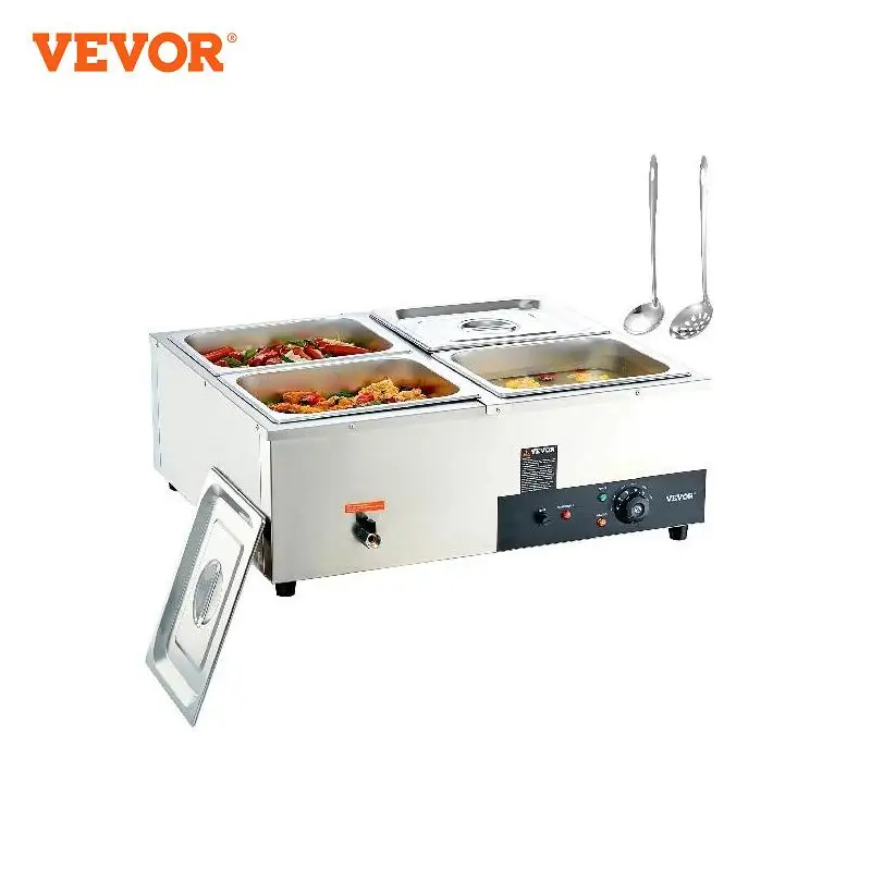 VEVOR 1/2/3/4/6 Pan Commercial Food Warmer, Electric Steam Table, Countertop Stainless Steel Buffet for Catering Restaurants