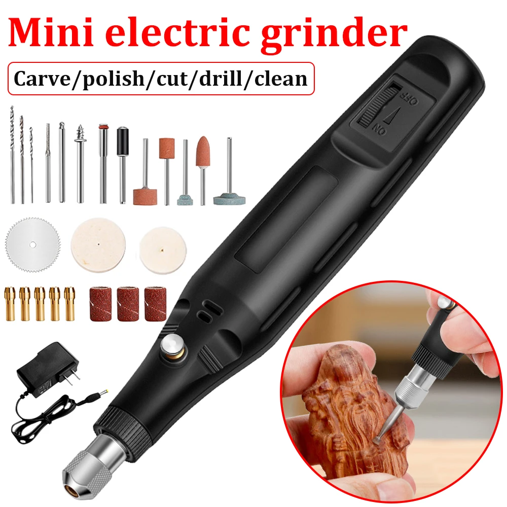 Mini Electric Drill Power Tools Drill 18000r/min Grinder Grinding Set Hand-held Drilling Machine Stepless Speed Regulation Drill hand held drill variable grinder conversion head metal grinder polishing machine 70mm grinding wheel