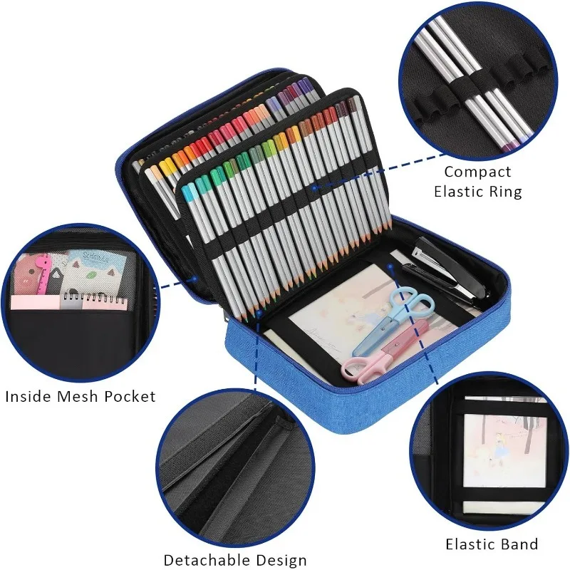 Astuccio grande per matite Astuccio per matite colorate Astuccio per cancelleria portatile artistico Astuccio per penne per viaggi scolastici in ufficio - immagine 2