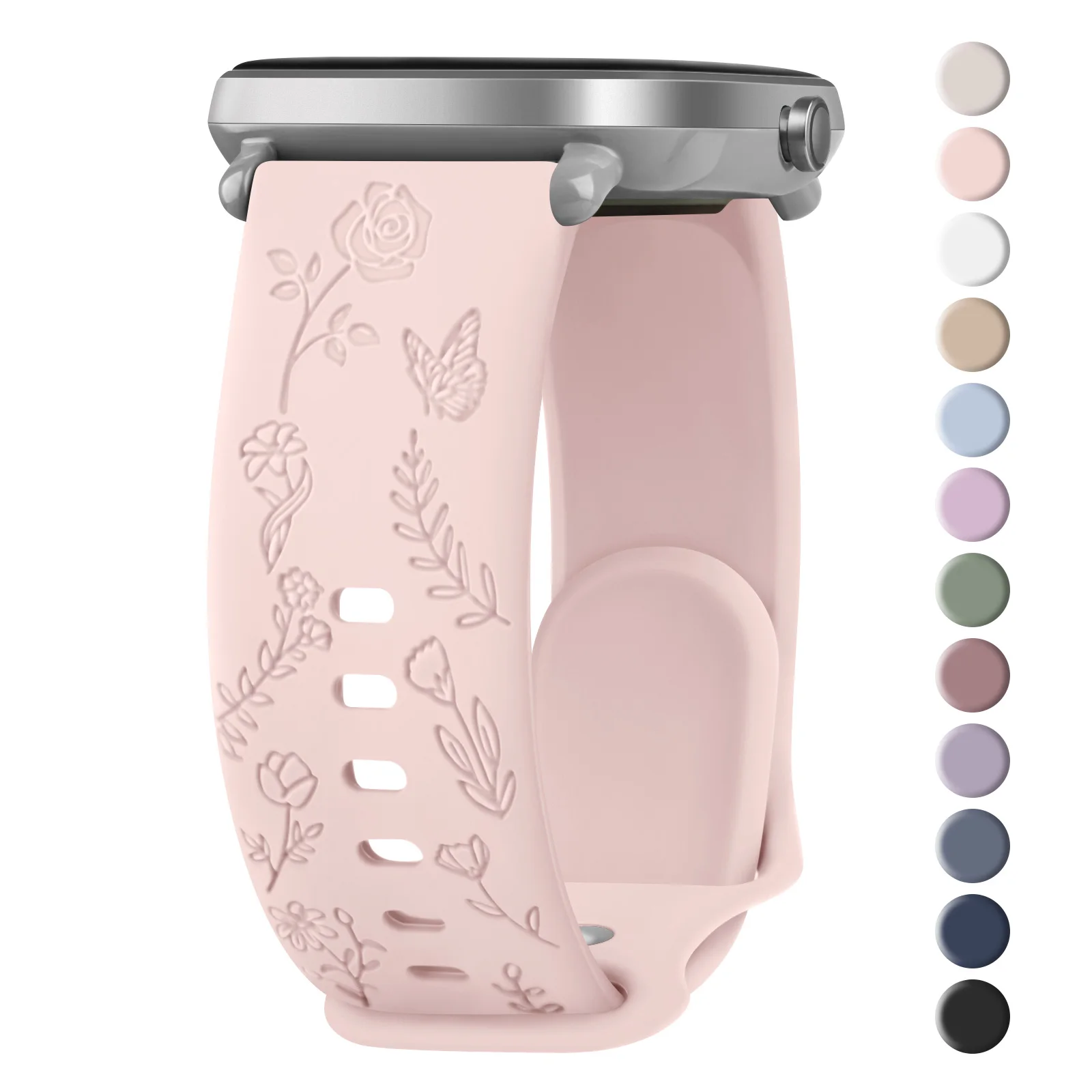 Floral Engraved 20mm Watch Strap