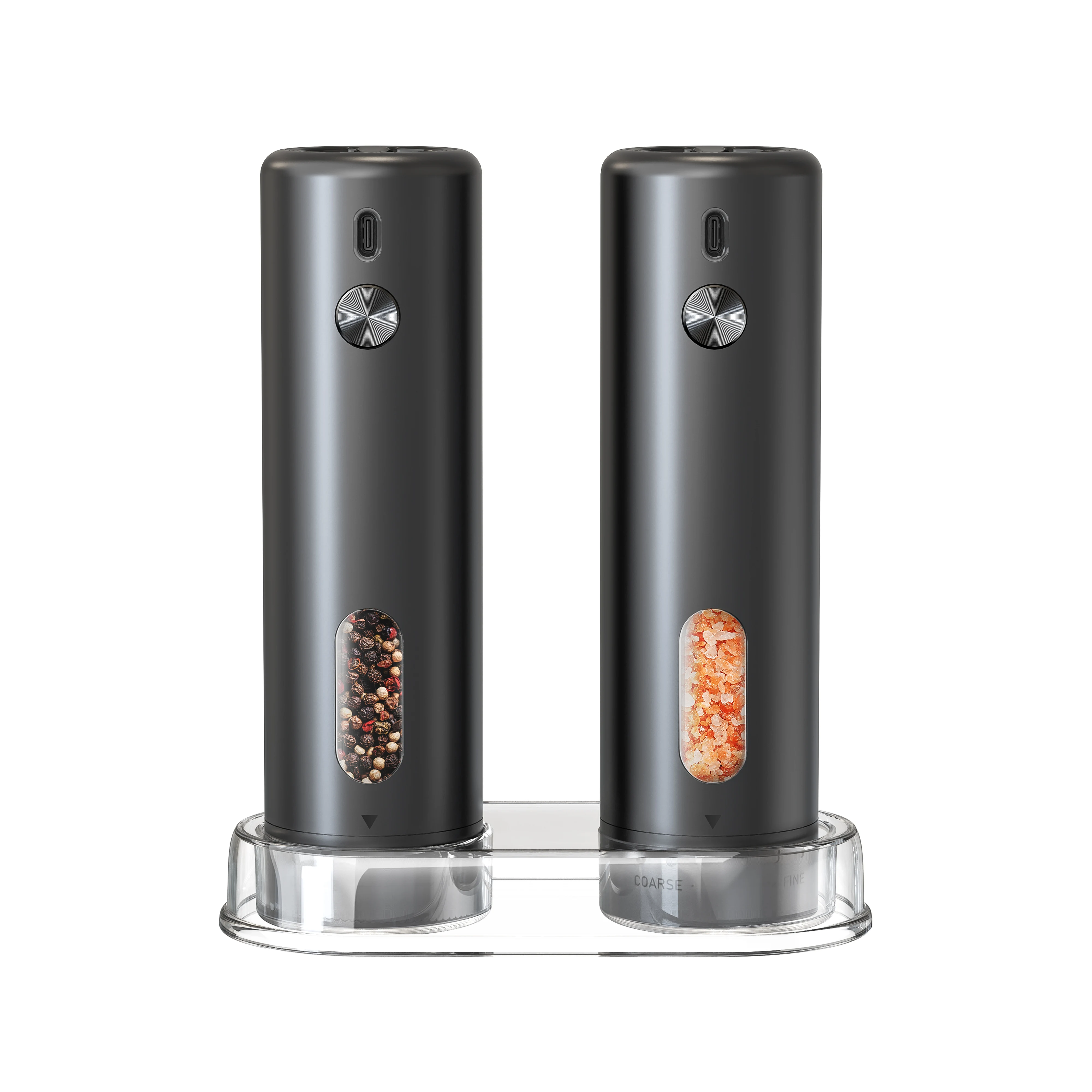 2pcs Electric Salt And Pepper Grinder Set Automatic Salt Pepper Mill Grinder, Adjustable Coarseness, Led Light
