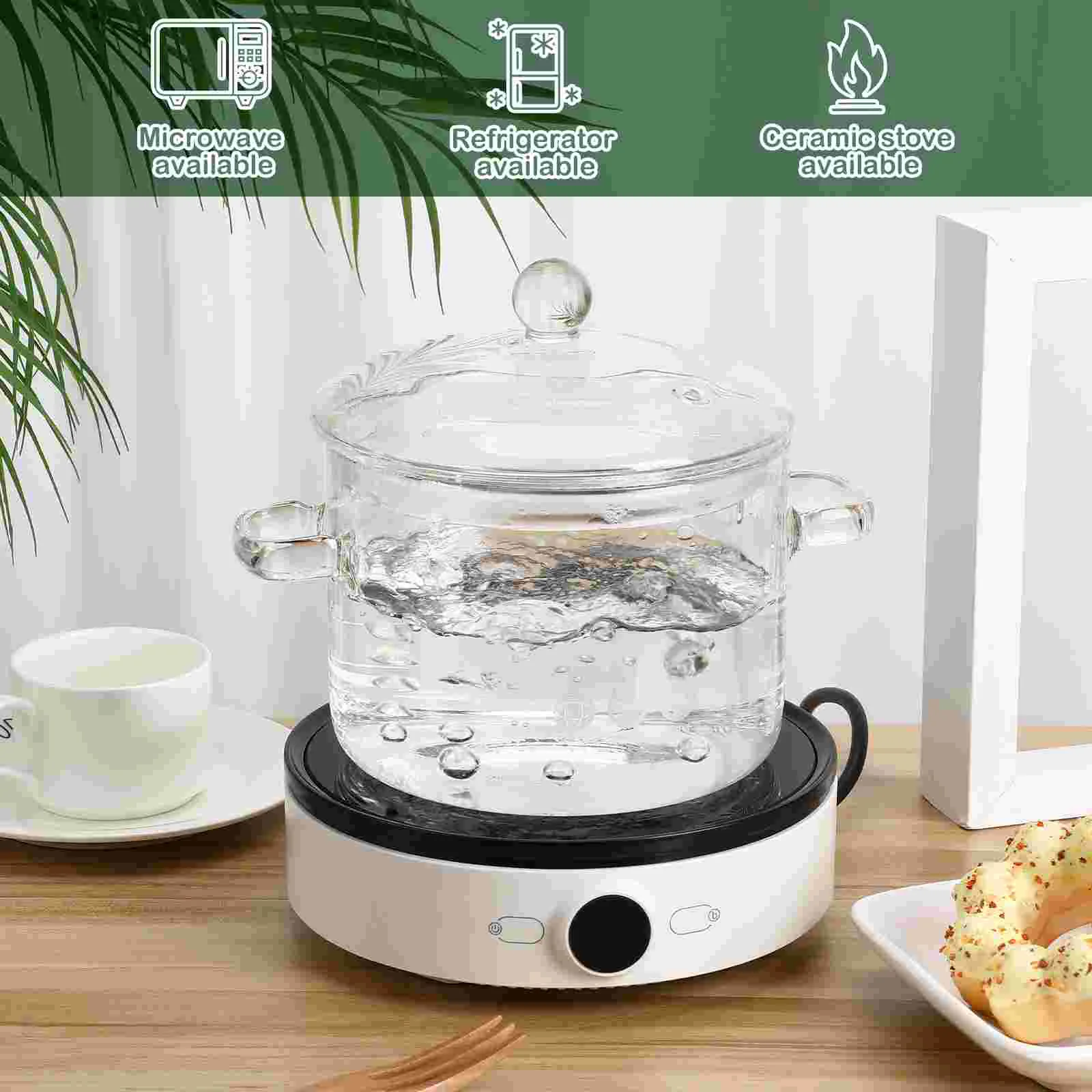Glass Saucepan with Cover for Stovetop Cooking glass saucepan
