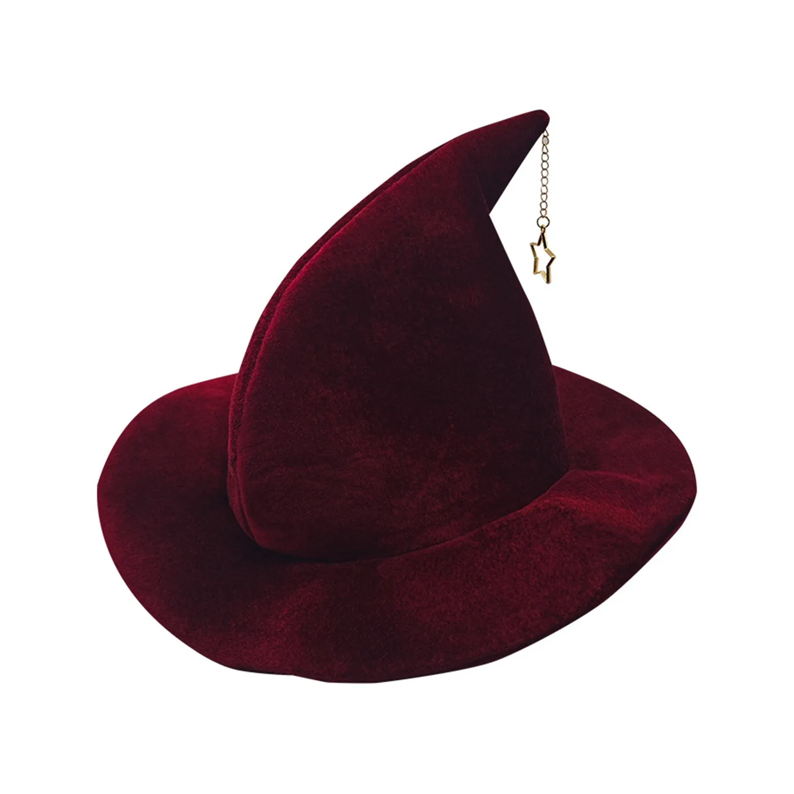 Women's Halloween Metal Star Pendant Witch Hat Makeup Stage Party Dress Up Performance Halloween Hat Cosplay Costume Accessory