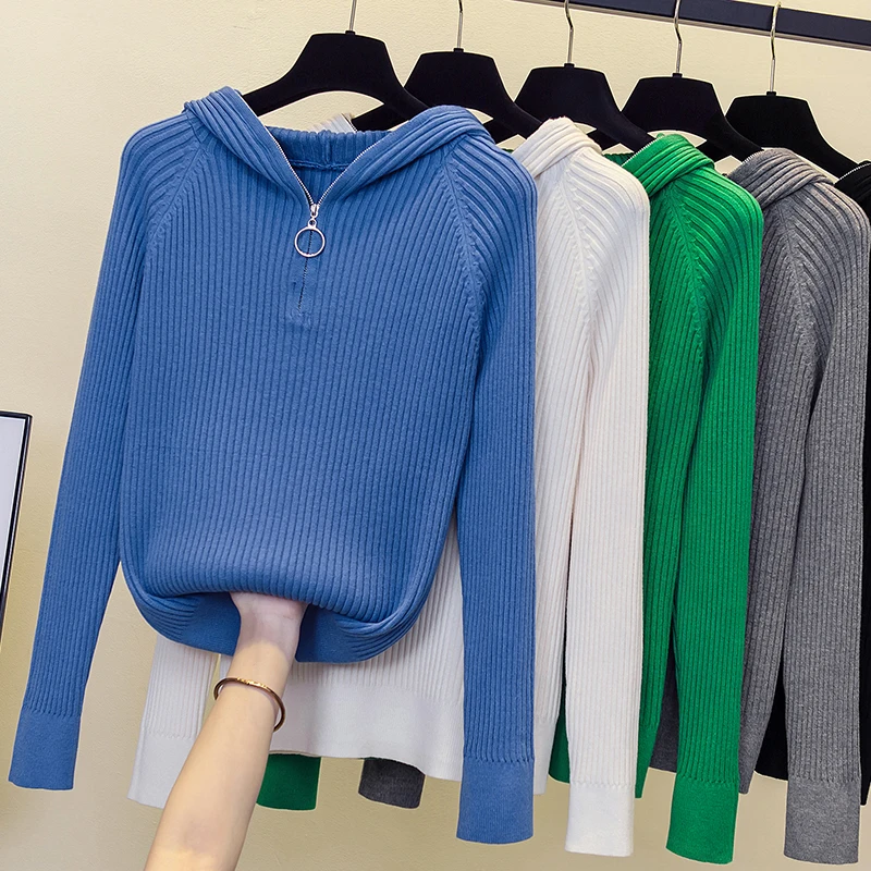 

2022 women's cashmere Oversized sweater hooded sweaters women's long sleeve V-neck Pullover loose casual hooded Kintting top