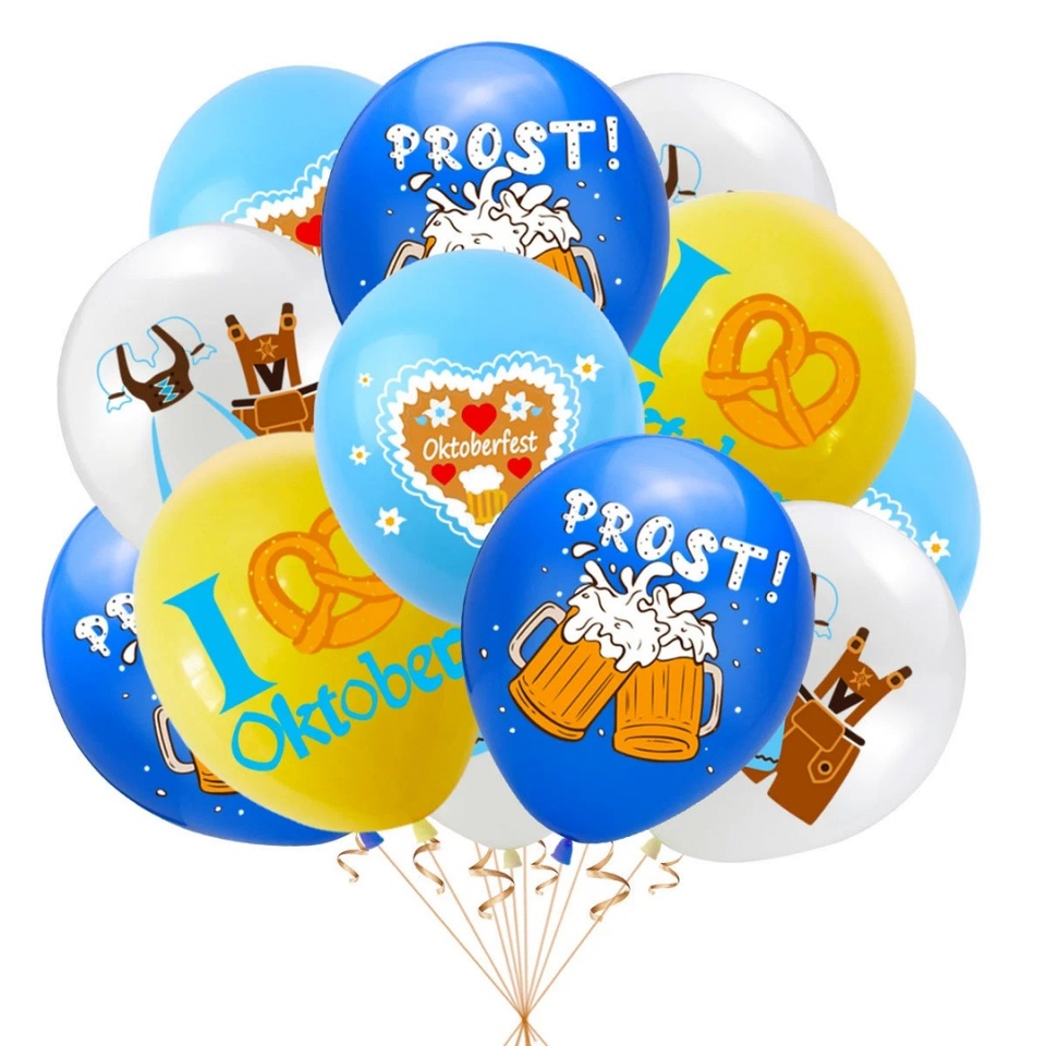 12Pcs 12inch Oktoberfest Latex Balloons For Oktoberfest Festival Party Decorations