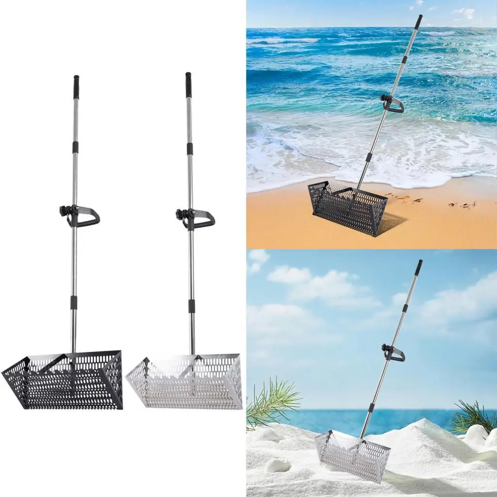 Sand Sift Rake Long Handle, Easy Grip Handheld Sand Sifter for Garden Soil