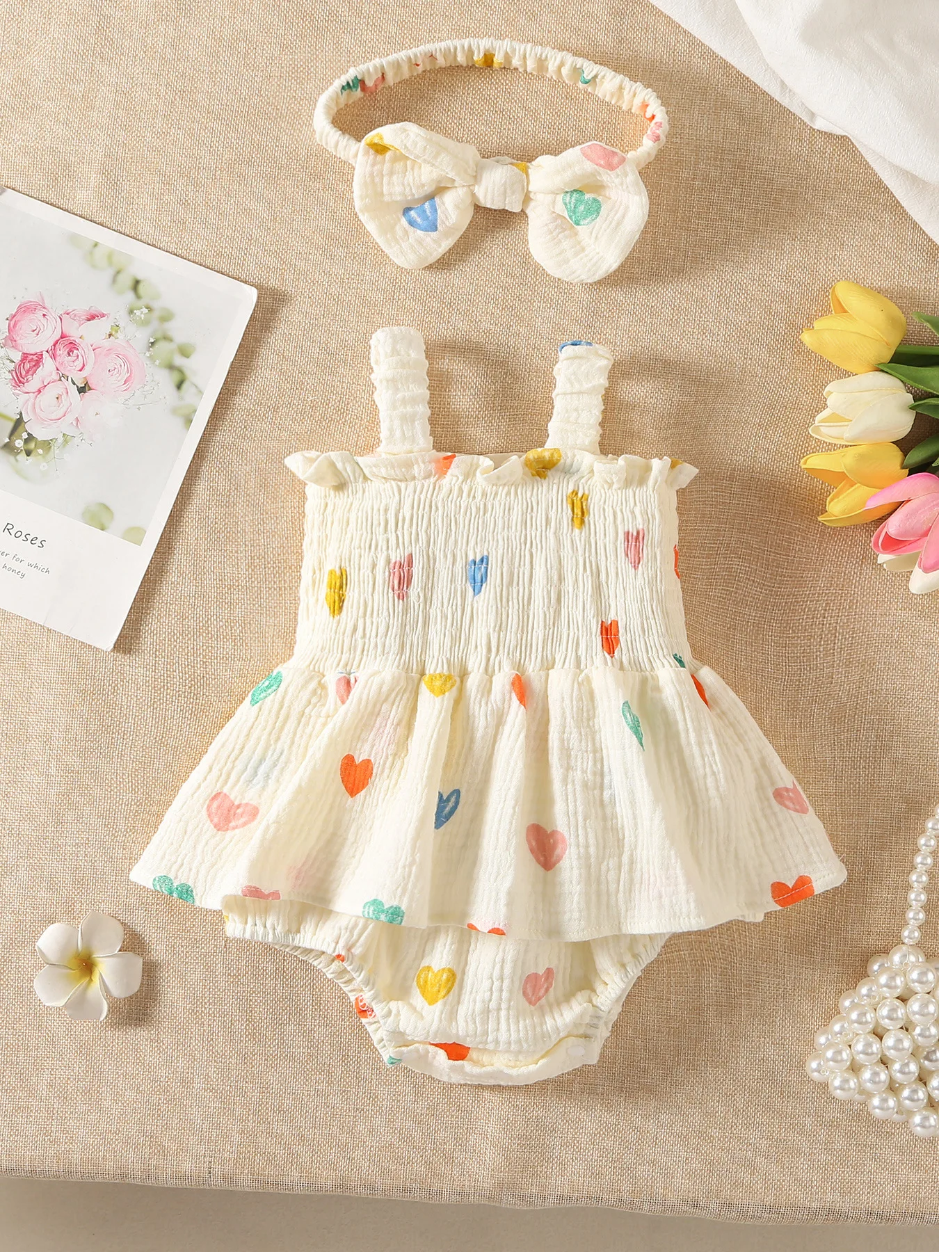 Cotton Baby Girls Heart Print Bodysuit