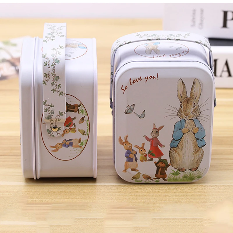 Small Portable Rabbit Biscuit Chocolate Candy Tin Box For Wedding