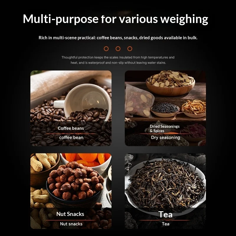 Electronic Scale Bean Tray Espresso LED Weighing 0.1g ABS Electronic ScaleHigh Precision Measures Black Beige