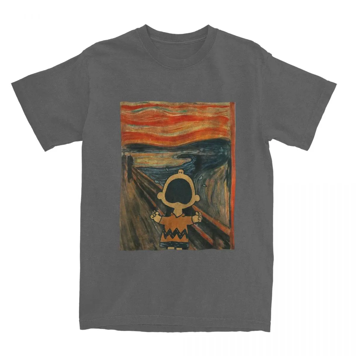thumbnail image 1 of Camiseta de algodón para hombre con diseño artístico de Snoopy, Charlie Brown, Peanuts, Scream, cuello redondo, manga corta, idea de regalo, 1 of 5