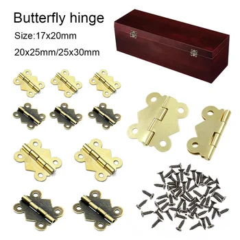 10/20pcs Decorative Butterfly Hinges, Antique Bronze Mini Cabinet Hardware for Jewelry Box Furniture with Screws