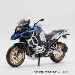 1:12 Alloy Diecast Toy Motorcycle with Light and Shock Absorption - Miniature Motorbike Boys Gift (R1250GS Blue)