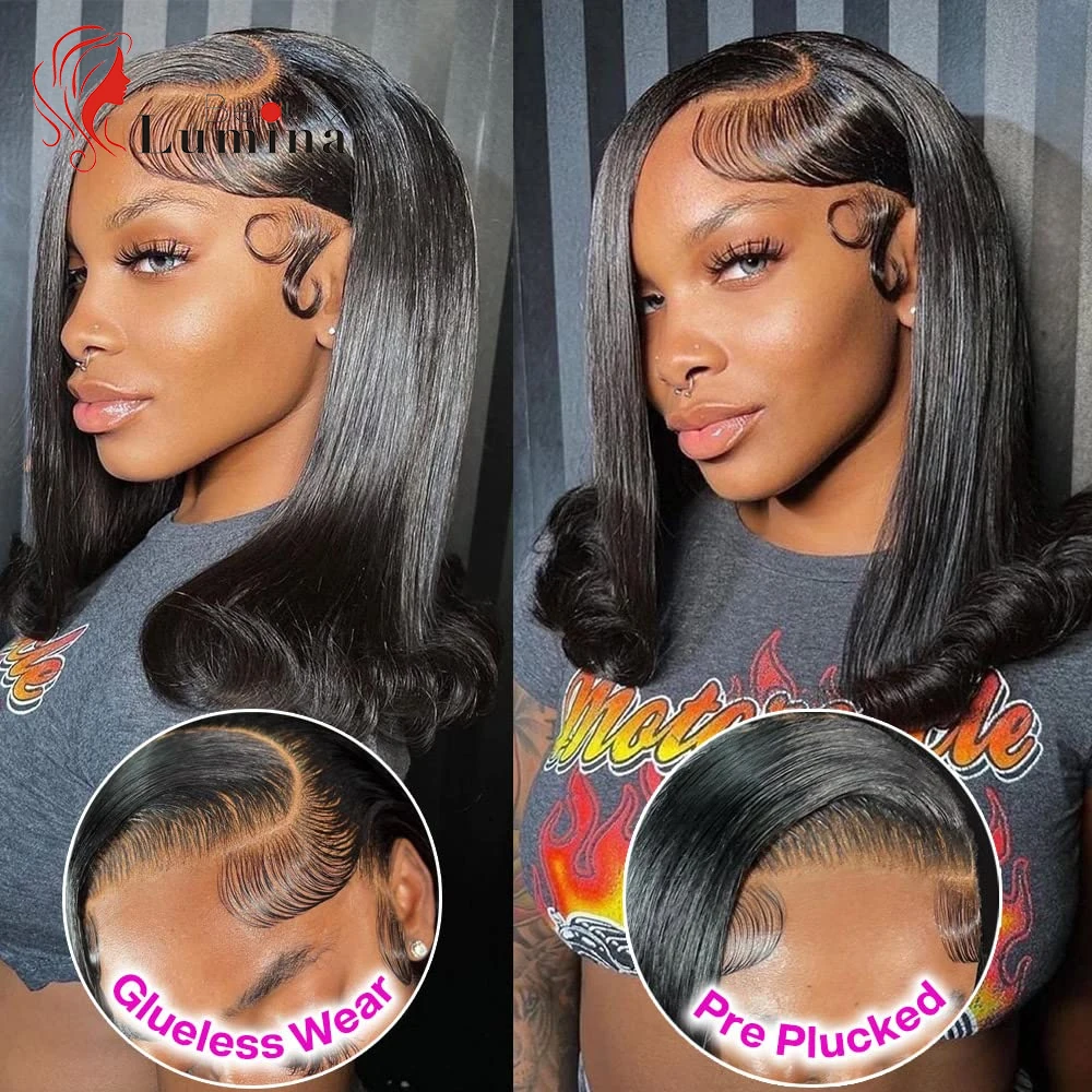 T Part Human Hair Wigs Straight Bob Wig Preplucked With Baby Hair Short Bob Lace Wigs Human Remy T Part