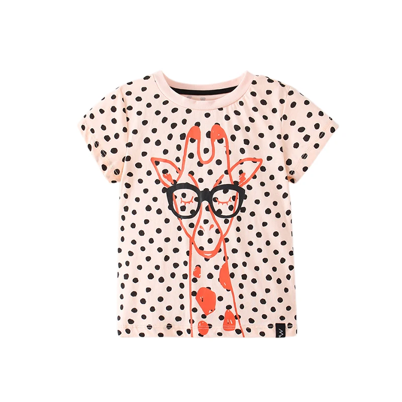 

Jumping Meters New Arrival 2-7T Girls Tees Giraffe Print Dots Hot Selling Cotton Summer Girls Tshirts Short Sleeve Baby Clothes