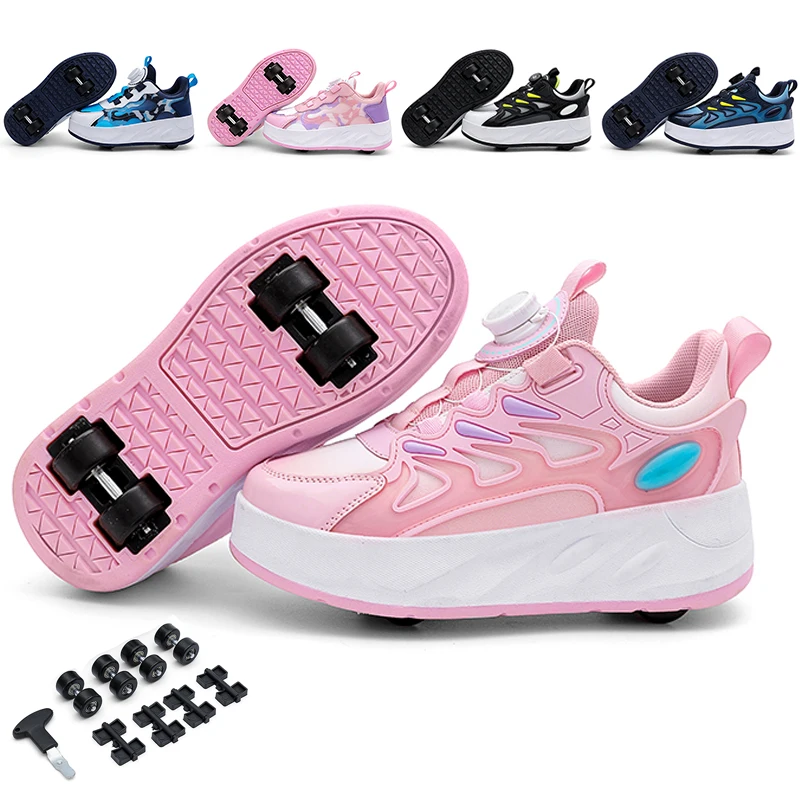 

4 Wheels Roller Skate Shoes for Boys Girls Kids Skating Sneaker Spring Autumn Children Fashion Casual Sport Gift Sneakers Boots