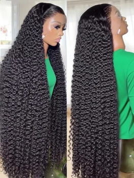 250% High Density 40 46inch Curly Wigs Raw Human Hair 13x4 13x6 HD Lace Frontal Wigs Human Hair Deep Wave Frontal Wigs on Clearance Sale Cheap Wig Pre Plucked with Baby Hair Original Vietnamese Wigs Wet and Wavy Water Wave Lace Frontal Wigs CEXXY 1