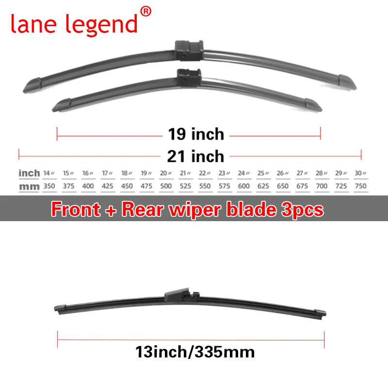 Spazzole tergicristallo per auto compatibili con Volkswagen VW ID.3 ID3 2019 2020 2021 2022 2023 Accessori auto Spazzole per tergicristallo anteriore e posteriore(Front 2pcs
