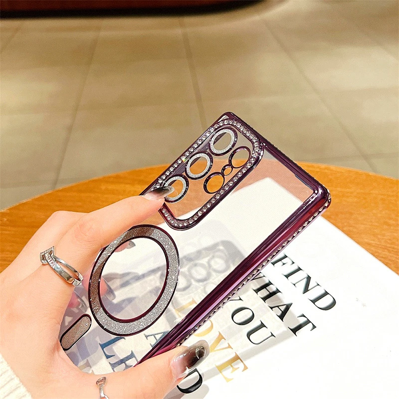 Luxury Glitter Plating Diamond Magnetic Phone Case Armor Cover