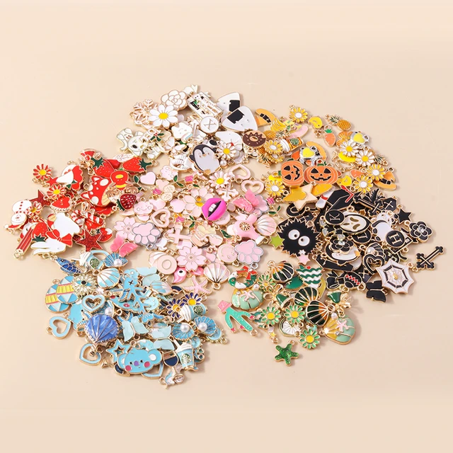 Bueautybox 31pcs Mixed Enamel Charms for Jewelry Making Pendants Colorful  DIY Pendant Necklace Earrings Bracelet Crafting 