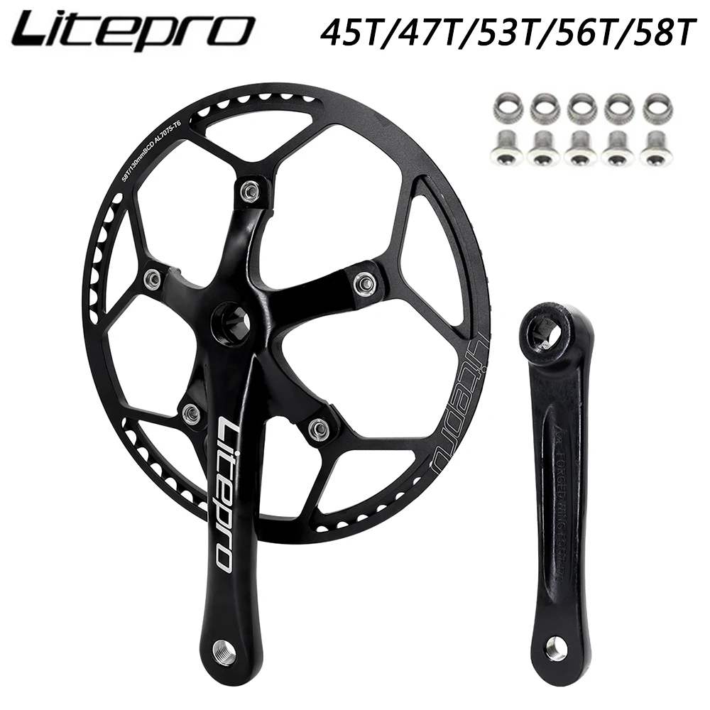 

Litepro MTB Road Bike Crankset Integrated 130BCD Chainwheel Crank 45T/47T/53T/56T/58T Single Chainwheel Crankset Bicycle Parts
