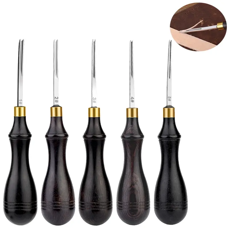 0.6 to 2.25mm Leather Edge Bevelers Wide Mouth Skiving Tool Wooden Handle For DIY Leather Craft Professional,leather skiving knife,leather tool,leather working tools,leather cutting tool,craft cutting tool