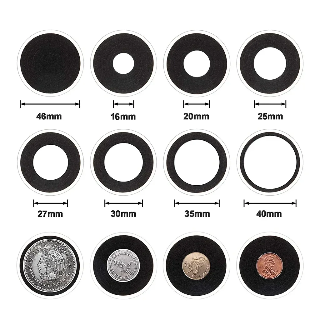 33PCS Clear Plastic Coin Capsule Case with Wooden Organizer Box and Black Gaskets for 16/20/25/27/30/35/40/46mm Coin Storage,wooden coin collection box