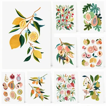 Illustrazione moderna di frutta Poster Stampe da cucina Pittura su tela Immagini di arte della parete botanica Decorazione della fattoria della stanza di casa