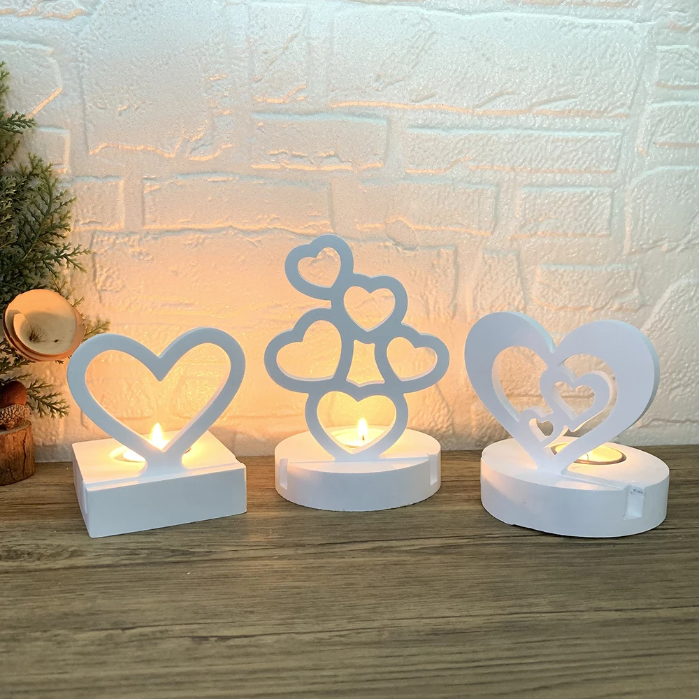 Love Series Hollow Love Plaster Decoration Mold DIY Handmade Heart Shape Candle Gypsum Silicone Mold Valentine\'s Day Gift Decor