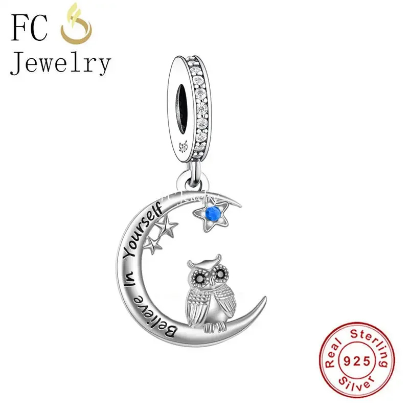 

FC Jewelry Fit Original Pan Charms Bracelet Real 925 Sterling Silver Owl Always Believe in Yourself Bead For Making Berloque DIY