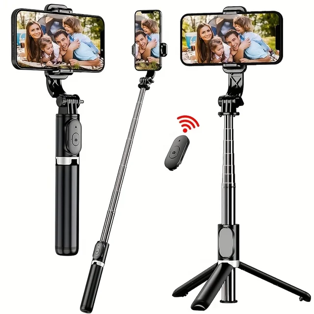 40 inch Retractable Selfie Stick Professional floor tripod for live streaming, with wireless remote, 360° rotation, stable anti-
