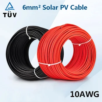 6MM 4MM 50M 100M 30M 17M Solar Cable Black or Red PV Cable High Copper 5
