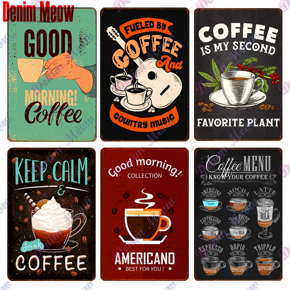 Винтажная металлическая вывеска Caffee кофейное меню Настенный декор для кухни