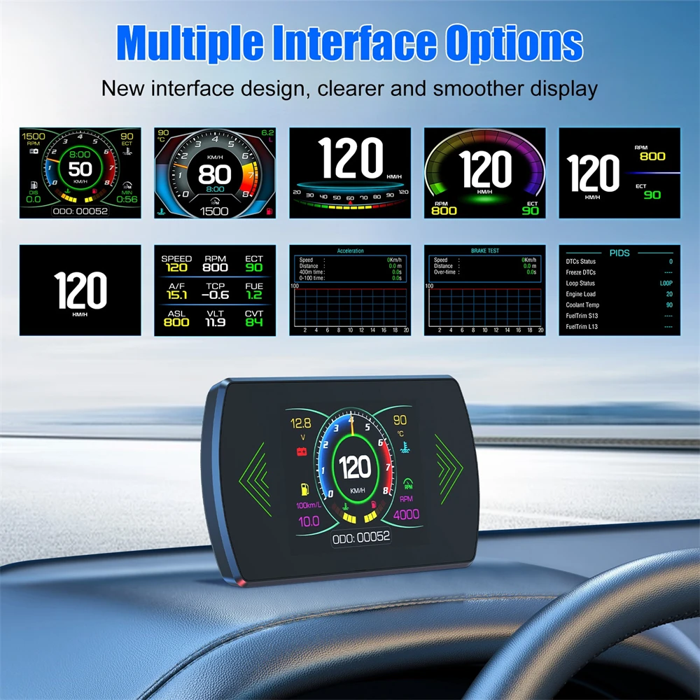 Car Head Up Display OBD2 Car Smart Digital Meter Speed Fuel Read Fault Code Driving Computer HUD