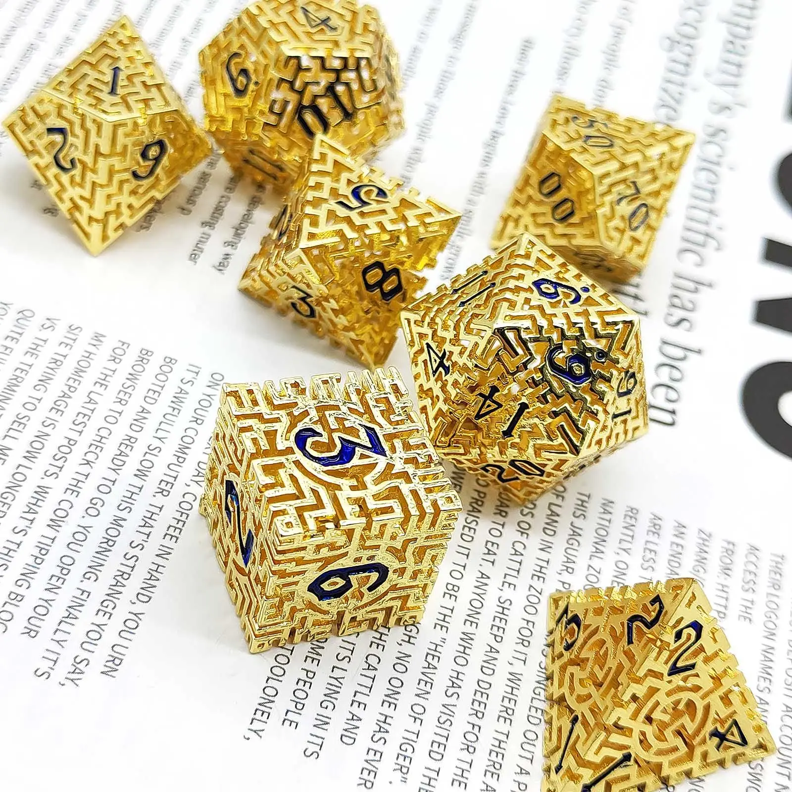 

7Pcs New Gift Hollow Metal Dices For D&d DND Table Games Accessory Dice Set