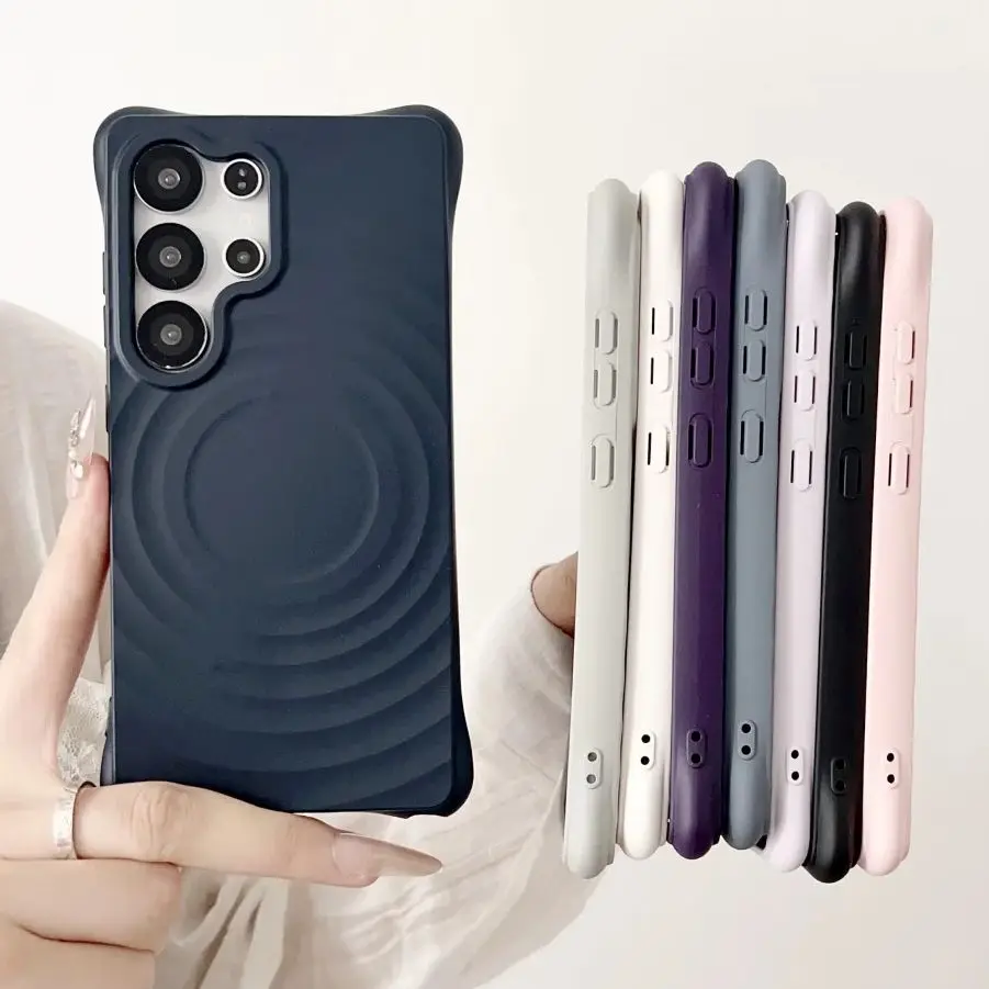 Stylish Water Ripple Silicone Magnetic Case with Wireless Charging and Shockproof Protection