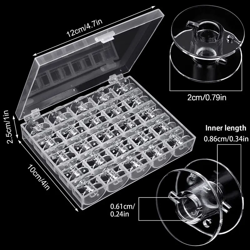 

25Pcs Sewing Machine Bobbins Plastic Bobbins Sewing Bobbins with Bobbin Case for DIY Sewing Machine Accessories