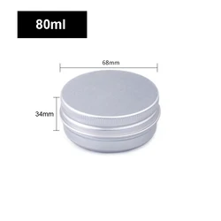 Set of Aluminum Screw-Top Tins with Lids for Storage and Organization (5-250ml) (80ml -1pcs)