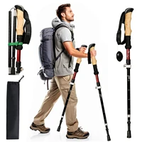 Trekking Poles Carbon Steel Collapsible Telescopic Sticks Lightweight Walking Hiking Stick Climbing Stick 1