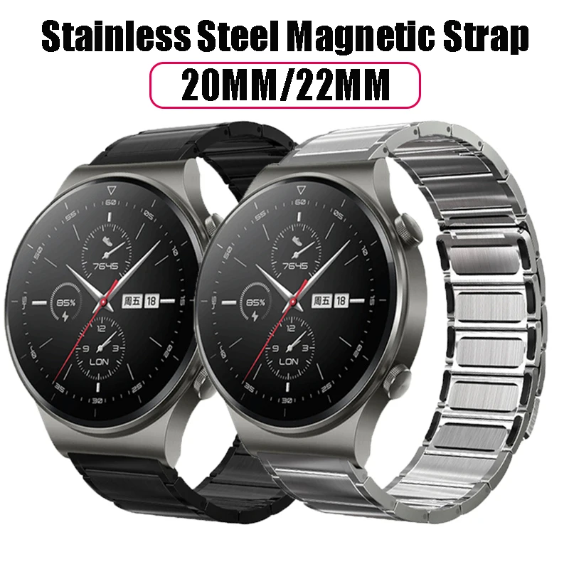 

Ремешок для часов Samsung Galaxy Watch 4/5/6/Classic/Active 2/Gear S3/Huawei GT2/3/4 Amazfit GTR GTS, металлический магнитный браслет, 22 мм 20 мм