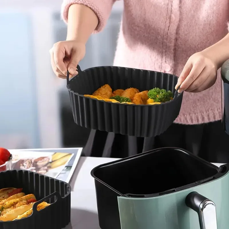 Eco-Friendly Silicone Air Fryer Liners - Non-Stick Square Basket Mats