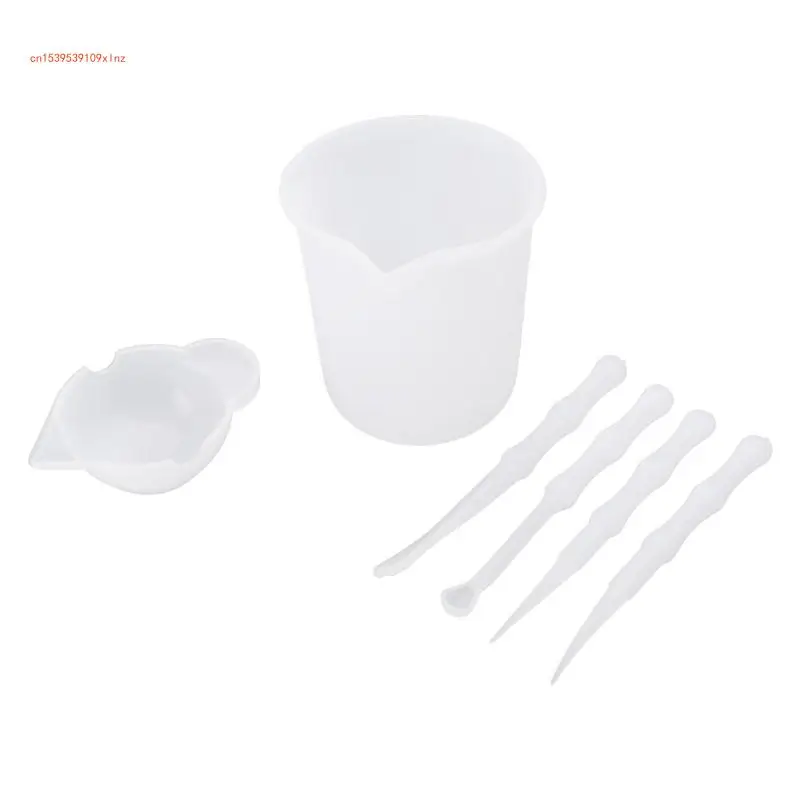 4Pcs Reusable Silicone Resin Mixing Measuring Cups Sticks Spoon Jewelry Tools 4pcs reusable washable silicone resin mixing measuring divided cups tools kit sticks spoon uv epoxy resin jewelry tools