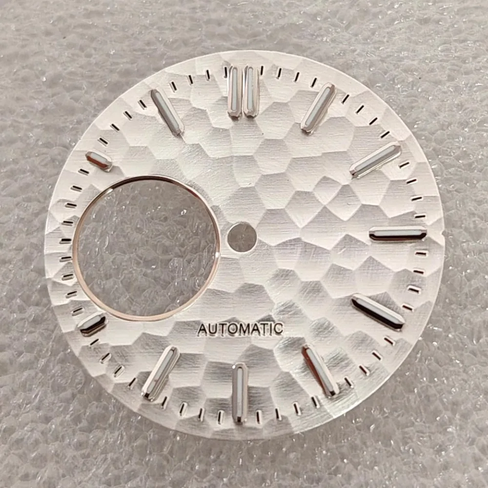 Hammered Texture 28.5mm Watch Dial with Green Luminous Accents