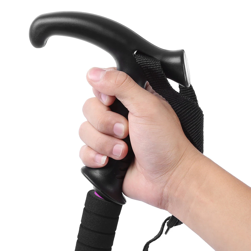 Ultralight Telescopic Trekking Pole T-handle Camping Crutch Anti Shock Walking Stick Club For Nordic Elderly Easy Put Into Bag 6